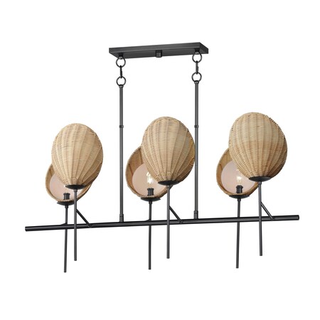 Maxim Lighting Maldives 6-Light Linear Chandelier, Black 12607NABK